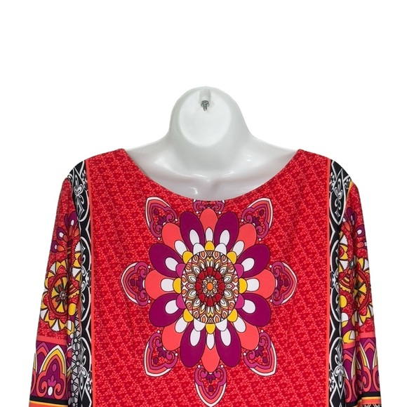 Joseph Ribkoff Boho Multicolour Mixed Print Mandala Lined Sheath Dress Large - Picture 4 of 12